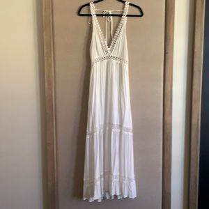 Who I Am white lace detail boho style white maxi dress